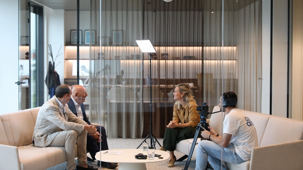 Cynthia Reekmans interviewing our founder Alfred Hoet and our CEO Thibault Jonnaert